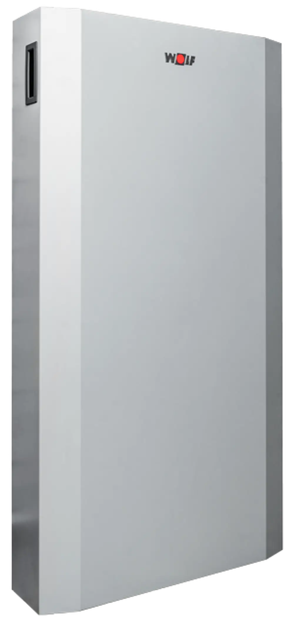 Weiße Wandverkleidung von Wolf mit glatter Oberfläche, geeignet zur Abdeckung von Geräten oder technischen Anlagen, in schmalem, rechteckigem Design.